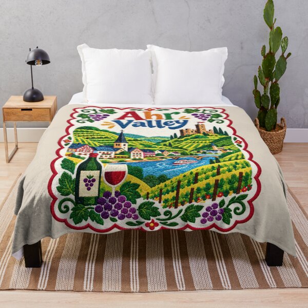 Item preview, Ahr Valley Germany Embroidered Wine Region Folk Art Illustration designed and sold by Witsprings.