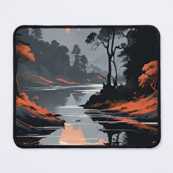 Item preview, Serene Mountain Lake Landscape — Sunset Boat Reflection Vector Art designed and sold by LYAN-STORE.