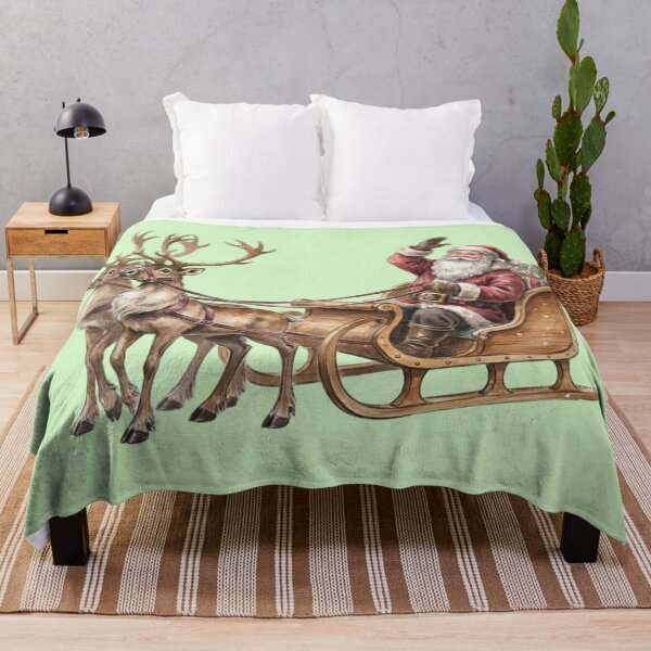 Item preview, Santa Claus riding a classic wooden sleigh, reindeer standing proudly at the fron designed and sold by 123ks.
