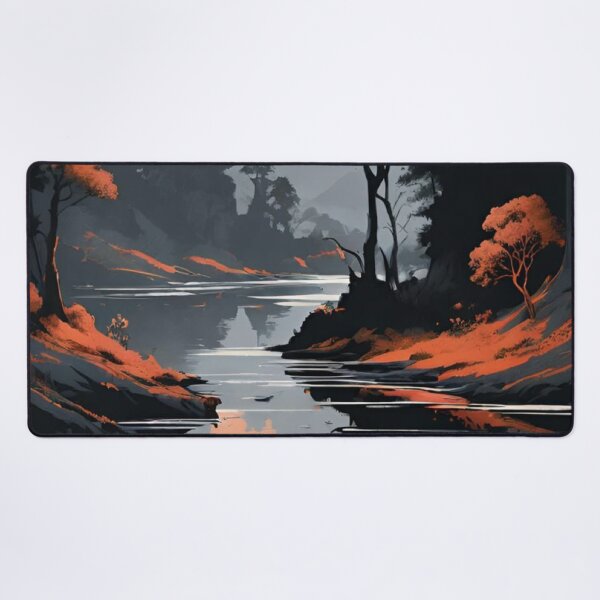 Item preview, Serene Mountain Lake Landscape — Sunset Boat Reflection Vector Art designed and sold by LYAN-STORE.