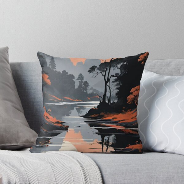 Item preview, Serene Mountain Lake Landscape — Sunset Boat Reflection Vector Art designed and sold by LYAN-STORE.