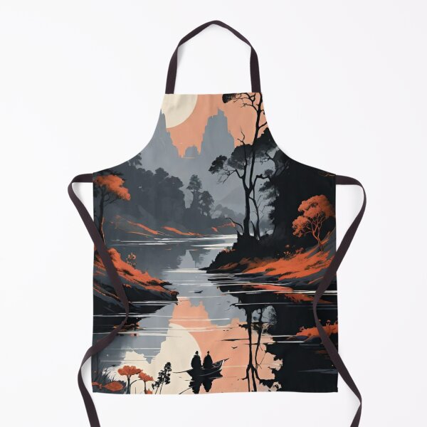 Item preview, Serene Mountain Lake Landscape — Sunset Boat Reflection Vector Art designed and sold by LYAN-STORE.