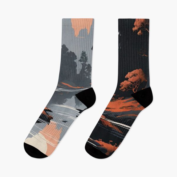 Item preview, Serene Mountain Lake Landscape — Sunset Boat Reflection Vector Art designed and sold by LYAN-STORE.