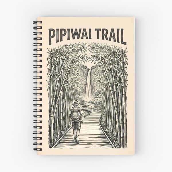 Item preview, Pipiwai Trail Maui Retro Hiker & Bamboo Forest Art designed and sold by Wild Places Paper Co..