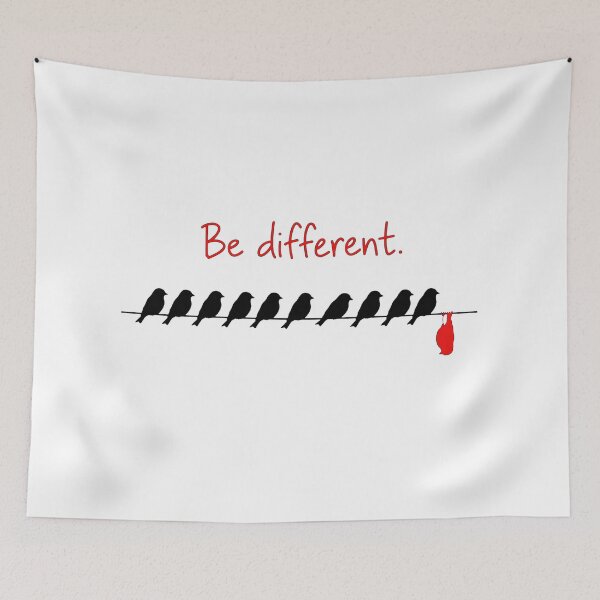 Item preview, Be Different - Birds On Wire - One Red Bird Hanging - Unique Design designed and sold by Vibe-Vary.