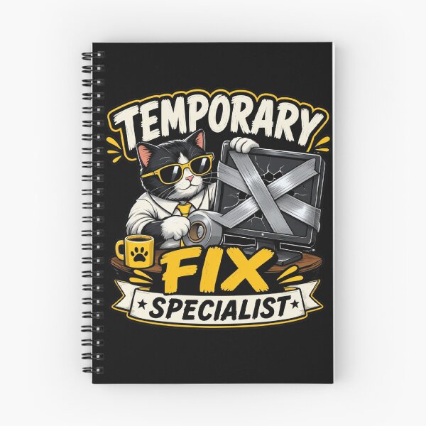 Item preview, Temporary Fix Specialist Funny IT Cat | Duct Tape Developer Meme designed and sold by Corpoheroes.