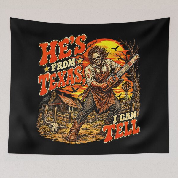 Item preview, Hes from Texas I Can Tell Funny Halloween Skeleton Horror designed and sold by Gargamal.