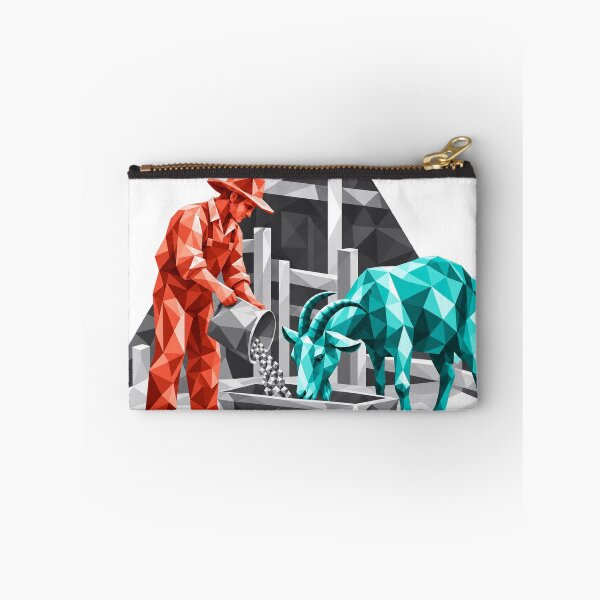 Item preview, Farmer feeding a geometric turquoise goat designed and sold by danart7.