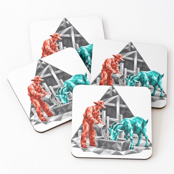 Item preview, Farmer feeding a geometric turquoise goat designed and sold by danart7.