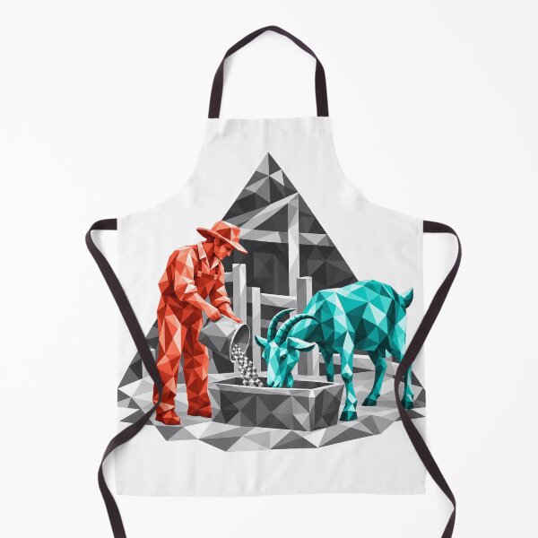 Item preview, Farmer feeding a geometric turquoise goat designed and sold by danart7.