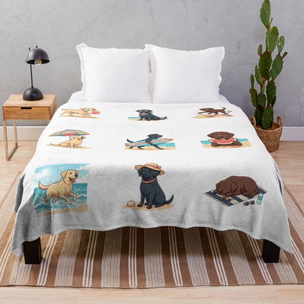 Artikelvorschau, Cute Summer Beach Labrador Retrievers Funny Dog Cute Art Sticker entworfen und verkauft von mood-draftsman.
