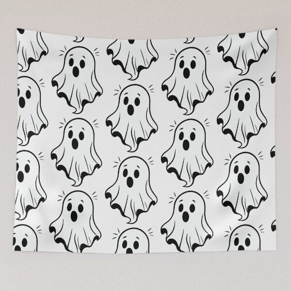 Item preview, Cute Surprised Ghost — Halloween Sheet Ghost Line Art Sticker designed and sold by LYAN-STORE.