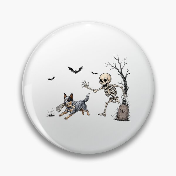 Item preview, Skeleton Chasing Dog Australian Cattle Dog Halloween designed and sold by Gargamal.