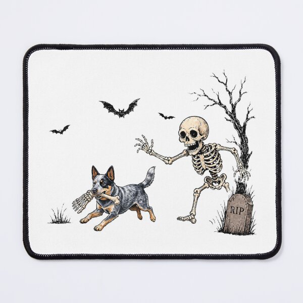 Item preview, Skeleton Chasing Dog Australian Cattle Dog Halloween designed and sold by Gargamal.
