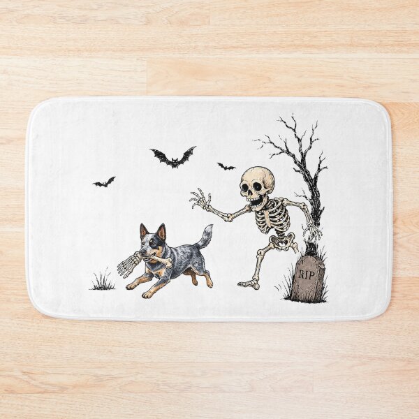 Item preview, Skeleton Chasing Dog Australian Cattle Dog Halloween designed and sold by Gargamal.