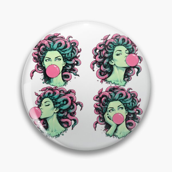 Item preview, Medusa Bubblegum Girl – Retro Snake Woman Pop Art designed and sold by Morescitaf.