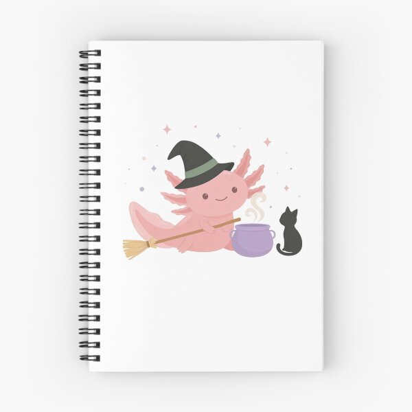 Item preview, Cute Witch Axolotl Halloween - Kawaii Magic with Black Cat designed and sold by Designorado.