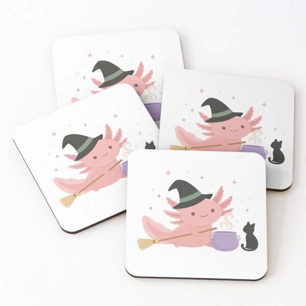 Item preview, Cute Witch Axolotl Halloween - Kawaii Magic with Black Cat designed and sold by Designorado.