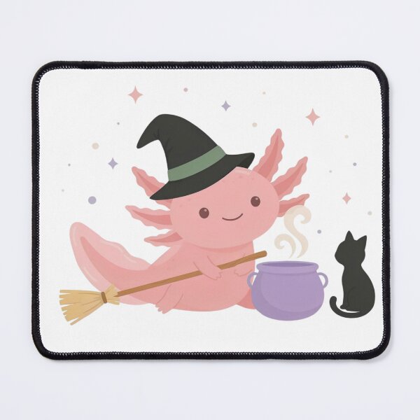 Item preview, Cute Witch Axolotl Halloween - Kawaii Magic with Black Cat designed and sold by Designorado.