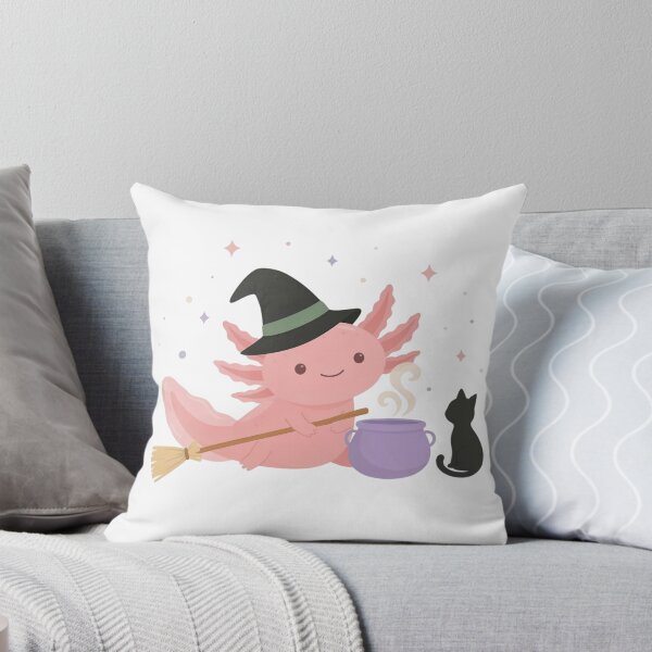 Item preview, Cute Witch Axolotl Halloween - Kawaii Magic with Black Cat designed and sold by Designorado.
