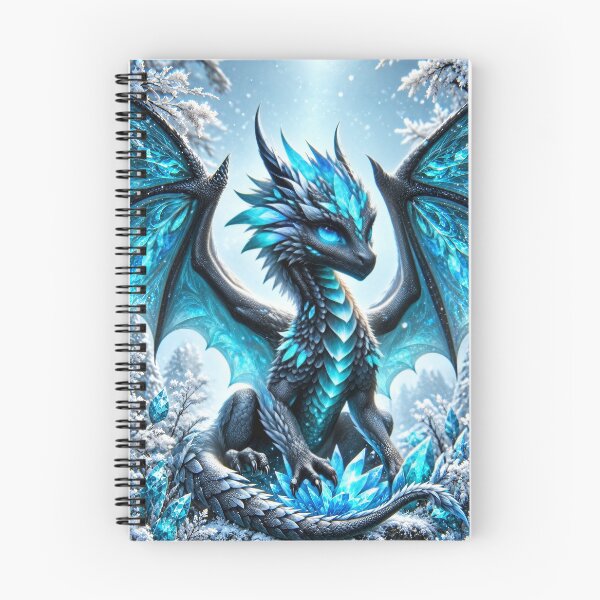 Item preview, Ice Dragon in Crystal Winter Wonderland – Magical Frozen Fantasy Artwork designed and sold by DrakariArt.