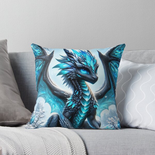 Item preview, Ice Dragon in Crystal Winter Wonderland – Magical Frozen Fantasy Artwork designed and sold by DrakariArt.