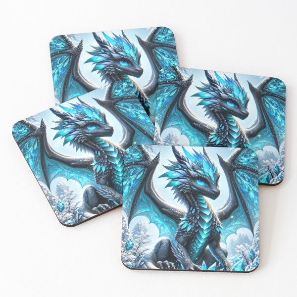 Item preview, Ice Dragon in Crystal Winter Wonderland – Magical Frozen Fantasy Artwork designed and sold by DrakariArt.