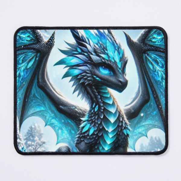 Item preview, Ice Dragon in Crystal Winter Wonderland – Magical Frozen Fantasy Artwork designed and sold by DrakariArt.