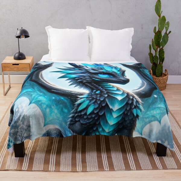 Item preview, Ice Dragon in Crystal Winter Wonderland – Magical Frozen Fantasy Artwork designed and sold by DrakariArt.