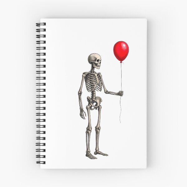 Aperçu de l'œuvre Skeleton holding bright red balloon créée et vendue par Designova10.