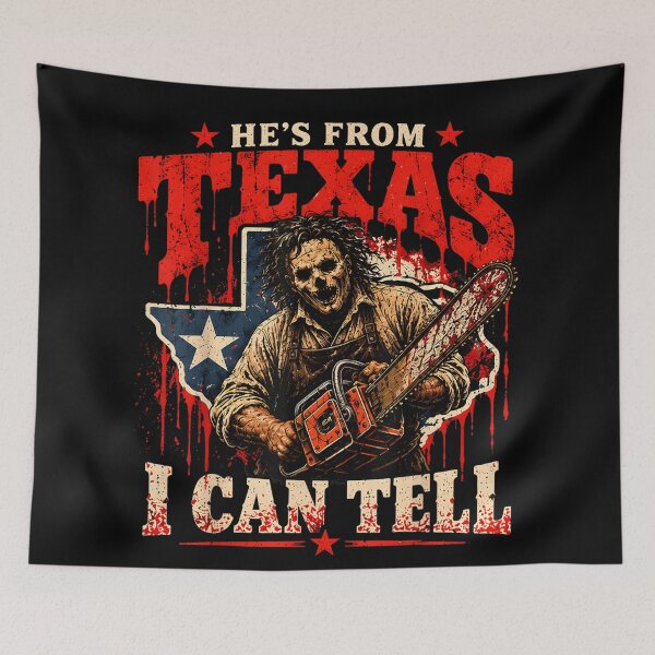 Item preview, Hes from Texas I Can Tell Chainsaw Horror Halloween Costume designed and sold by Gargamal.