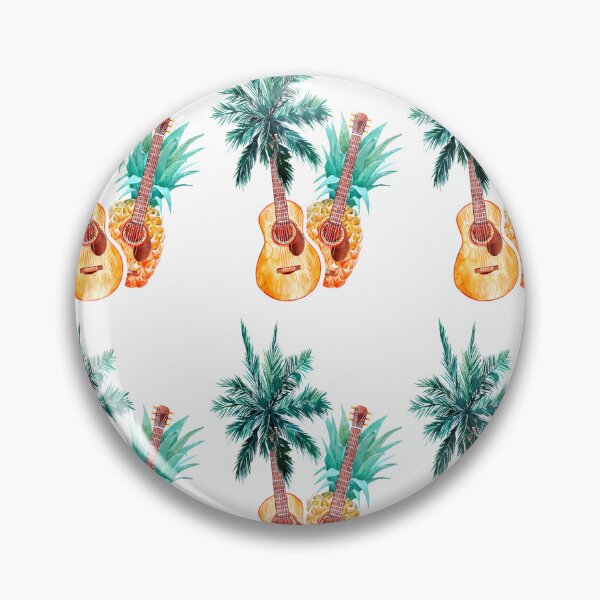 Item preview, Guitar, Palm Tree, Pineapple, Tropical Watercolor Pattern, Summer Music, Beach, Vacation designed and sold by CLC54.