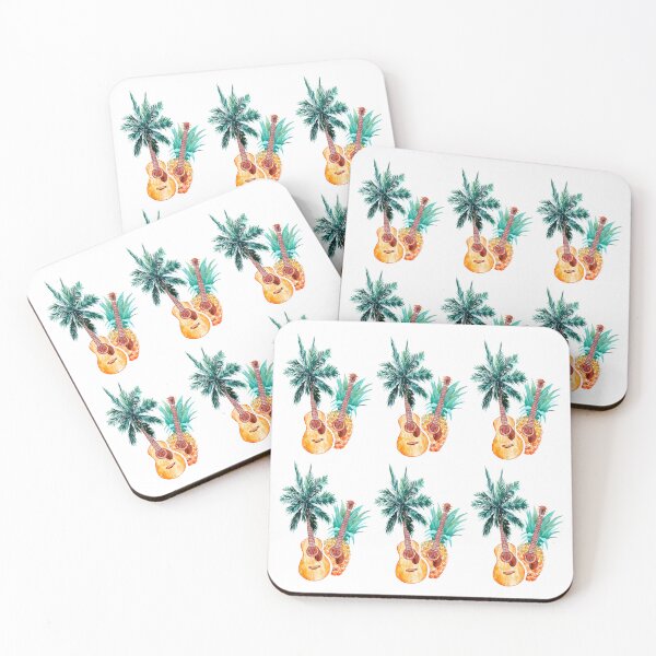 Item preview, Guitar, Palm Tree, Pineapple, Tropical Watercolor Pattern, Summer Music, Beach, Vacation designed and sold by CLC54.