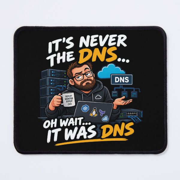 Item preview, It's Never The DNS Oh Wait It Was DNS Funny Sysadmin designed and sold by CrazySzoopWorld.