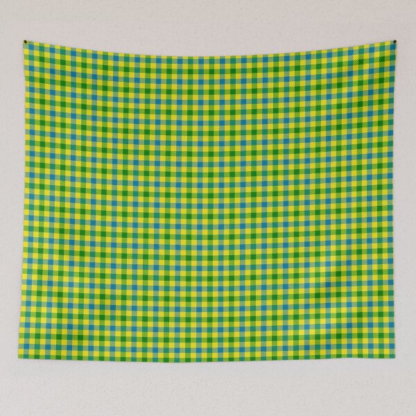 Item preview, Blue And Green On Yellow Gingham Check   designed and sold by PatternTitan.