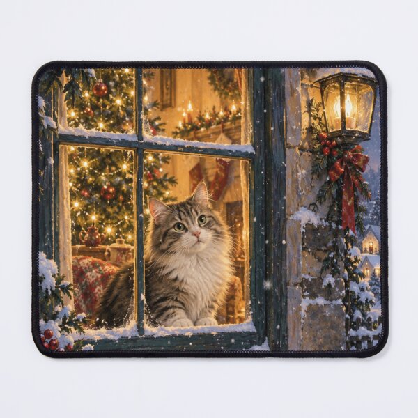 Item preview, Christmas Cat Watching Snowfall designed and sold by Meandmyshop.