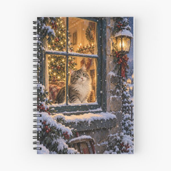 Item preview, Christmas Cat Watching Snowfall designed and sold by Meandmyshop.