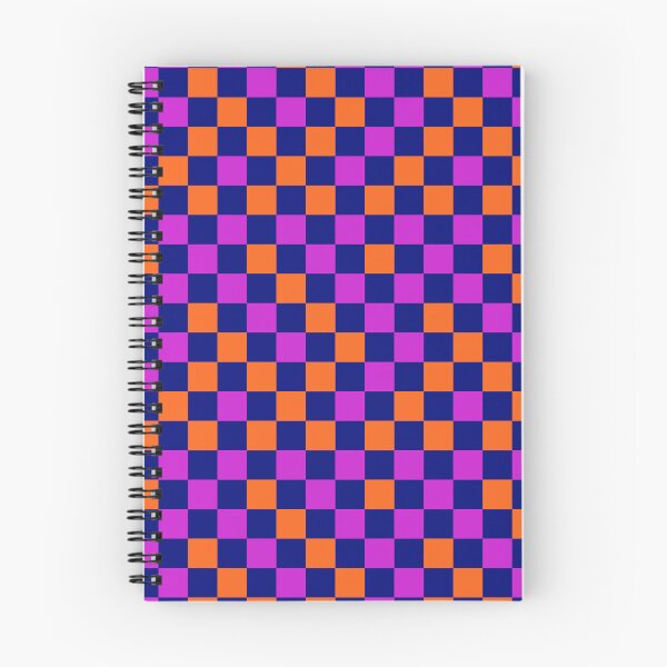 Item preview, Orange And Purple On Navy Blue Checkered Pattern   designed and sold by PatternTitan.