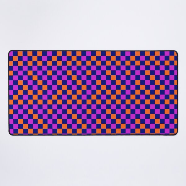 Item preview, Orange And Purple On Navy Blue Checkered Pattern designed and sold by PatternTitan.