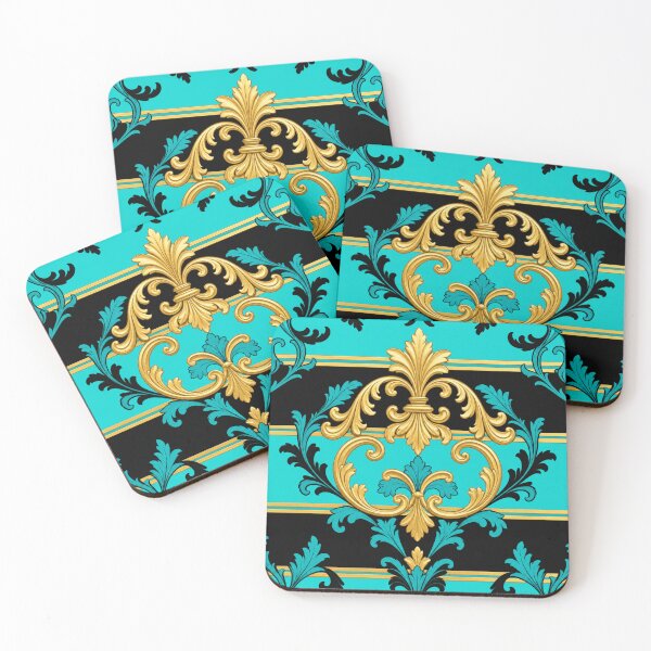 Item preview, Matte Turquoise, Stripes & Gold Baroque designed and sold by DesignsByPrnces.
