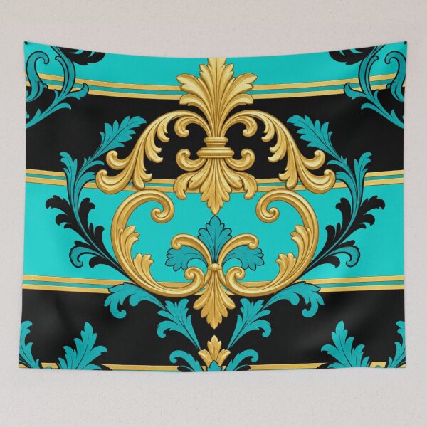 Item preview, Matte Turquoise, Stripes & Gold Baroque designed and sold by DesignsByPrnces.