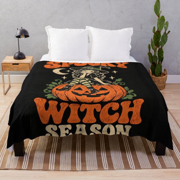Item preview, Spooky Witch Season Retro Groovy Halloween Cute Witch on Jack O Lantern Vintage Pumpkin designed and sold by Yellowriversss.