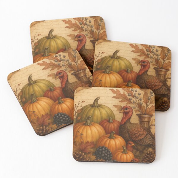 Item preview, Vintage Happy Thanksgiving Turkey and Pumpkins Autumn Harvest designed and sold by LYAN-STORE.