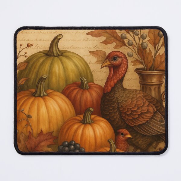 Item preview, Vintage Happy Thanksgiving Turkey and Pumpkins Autumn Harvest designed and sold by LYAN-STORE.