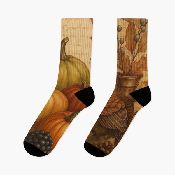 Item preview, Vintage Happy Thanksgiving Turkey and Pumpkins Autumn Harvest designed and sold by LYAN-STORE.
