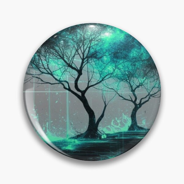 Item preview, Glowing Turquoise Tree of Life — Full Moon Cyberpunk Fantasy designed and sold by LYAN-STORE.