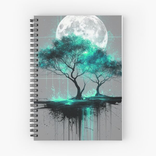 Item preview, Glowing Turquoise Tree of Life — Full Moon Cyberpunk Fantasy designed and sold by LYAN-STORE.