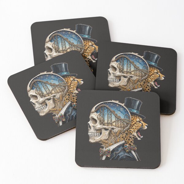Item preview, Surreal Cheetah Skull Hybrid Top Hat Rollercoaster Impasto Art designed and sold by LujziWorld.