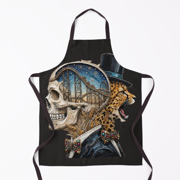 Item preview, Surreal Cheetah Skull Hybrid Top Hat Rollercoaster Impasto Art designed and sold by LujziWorld.