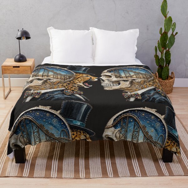 Item preview, Surreal Cheetah Skull Hybrid Top Hat Rollercoaster Impasto Art designed and sold by LujziWorld.